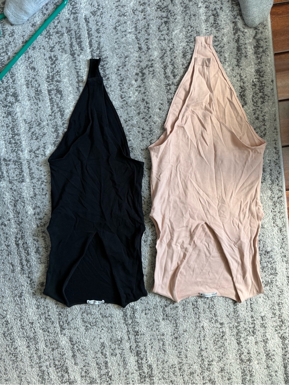 Zara Black and Blush Halter Tank Tops - Duo Pack